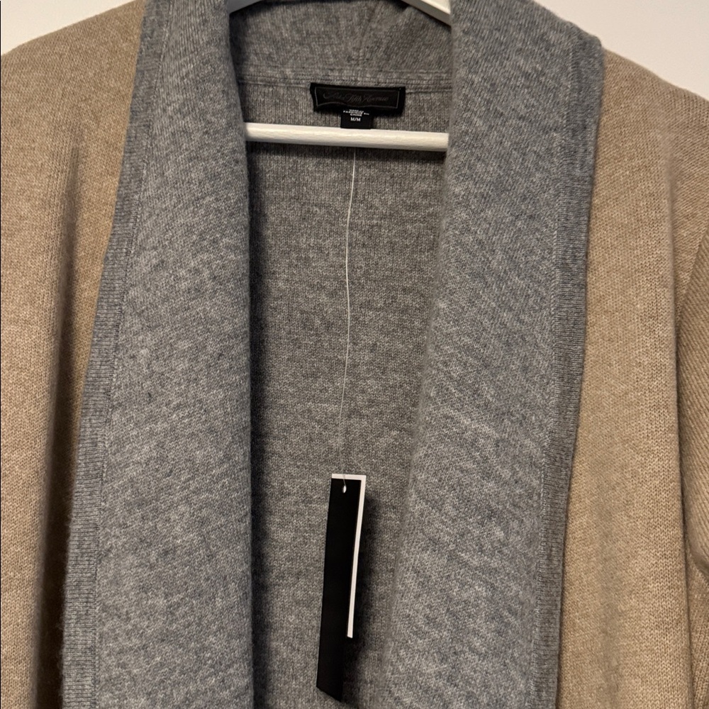 Saks cashmere  Tan and Gray Cardigan - Picture 2 of 2